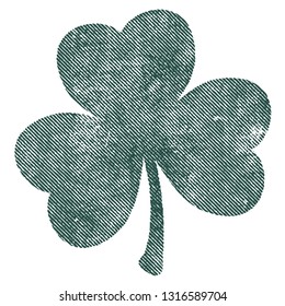 Grunge clover shamrock leaf isolated on a white background. Artistic distressed patrick day element for your design. EPS10 vector