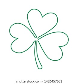 Grunge clover shamrock leaf isolated on a white background. Artistic distressed patrick day element for your design.