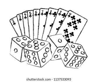 grunge club poker cards and dices game