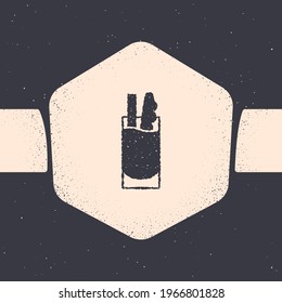 Grunge Cocktail Bloody Mary icon isolated on grey background. Monochrome vintage drawing. Vector