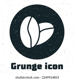 Grunge Coffee beans icon isolated on white background. Monochrome vintage drawing. Vector