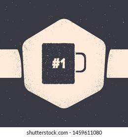 Grunge Coffee cup flat icon isolated on grey background. Tea cup. Hot drink coffee. Monochrome vintage drawing. Vector Illustration