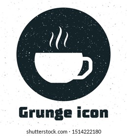 Grunge Coffee cup flat icon isolated on white background. Tea cup. Hot drink coffee. on white Vector Illustration