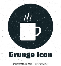 Grunge Coffee cup flat icon isolated on white background. Tea cup. Hot drink coffee. on white Vector Illustration