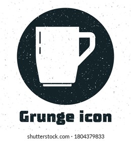 Grunge Coffee cup icon isolated on white background. Tea cup. Hot drink coffee. Monochrome vintage drawing. Vector.