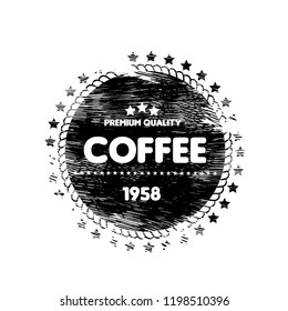 grunge COFFEE premium quality stamp. quality sticker. vintage style