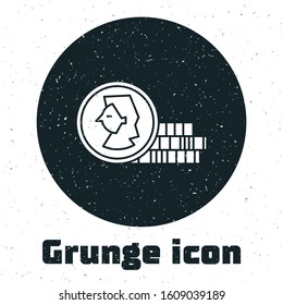 Grunge Coin for game icon isolated on white background.  Vector Illustration