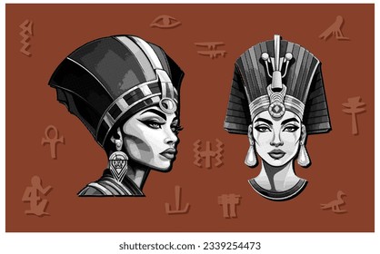 Grunge collage elements of Majesty of Nefertiti's Reign: A Journey Through the Glorious 18th Dynasty of Ancient Egypt, ideal for poster, magazine, and web content