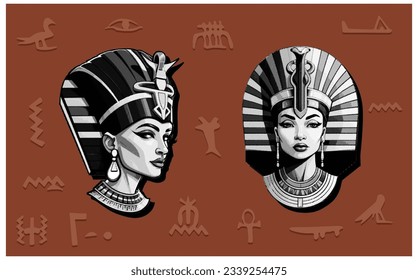 Grunge collage elements of Majesty of Nefertiti's Reign: A Journey Through the Glorious 18th Dynasty of Ancient Egypt, ideal for poster, magazine, and web content