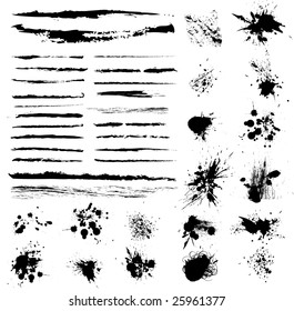 Grunge collection line brushes blots points