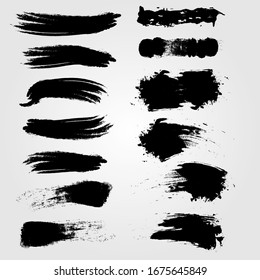 Grunge collection. Vector black brush strokes. Place for text