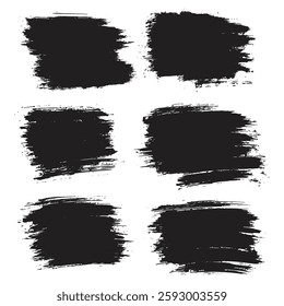 Grunge collection of vector black color brush stroke illustration background