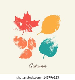 Grunge color autumn leaves. Vector illustration