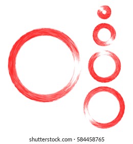 Grunge color circle with brush. Set of red round brushes. Collection of vector graphics elements for your design