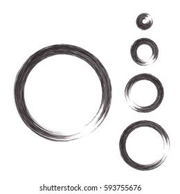 Grunge color circle with brush. Set of black round brushes. Collection of vector graphics elements for your design