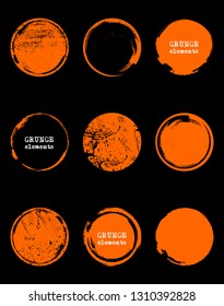 Grunge color circle shapes set. Abstract vector illustration