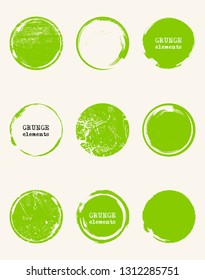 Grunge color circle shapes set. Abstract vector illustration