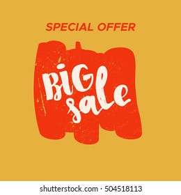 Grunge color design big sale stickers. Catching signage. Vector illustrations for online shopping, product promotions, website and mobile website badges, ads, print material.