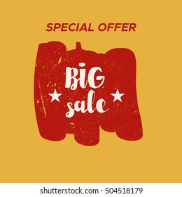 Grunge color design big sale stickers. Catching signage. Vector illustrations for online shopping, product promotions, website and mobile website badges, ads, print material.