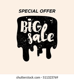 Grunge color design big sale stickers. Catching signage. Vector illustrations for online shopping, product promotions, website and mobile website badges, ads, print material.