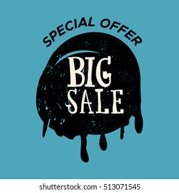 Grunge color design big sale stickers. Catching signage. Vector illustrations for online shopping, product promotions, website and mobile website badges, ads, print material.