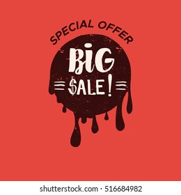 Grunge color design big sale stickers. Catching signage. Vector illustrations for online shopping, product promotions, website and mobile website badges, ads, print material.