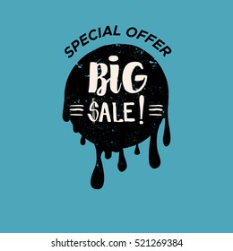Grunge color design big sale stickers. Catching signage. Vector illustrations for online shopping, product promotions, website and mobile website badges, ads, print material.