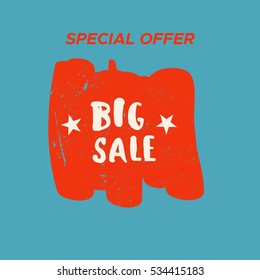 Grunge color design big sale stickers. Catching signage. Vector illustrations for online shopping, product promotions, website and mobile website badges, ads, print material.