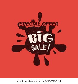 Grunge color design big sale stickers. Catching signage. Vector illustrations for online shopping, product promotions, website and mobile website badges, ads, print material.