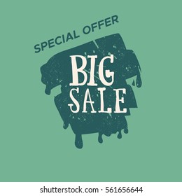 Grunge color design big sale stickers. Catching signage. Vector illustrations for online shopping, product promotions, website and mobile website badges, ads, print material.