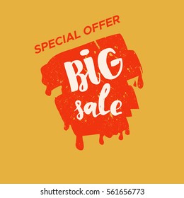 Grunge color design big sale stickers. Catching signage. Vector illustrations for online shopping, product promotions, website and mobile website badges, ads, print material