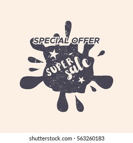 Grunge color design big sale stickers. Catching signage. Vector illustrations for online shopping, product promotions, website and mobile website badges, ads, print material.