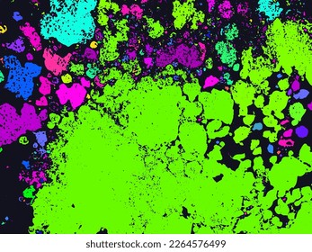Grunge color neon background. Abstract street art print. Colorful grungy wallpaper. Urban art texture. Vector illustration.