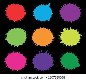 Grunge color paint splashes set.