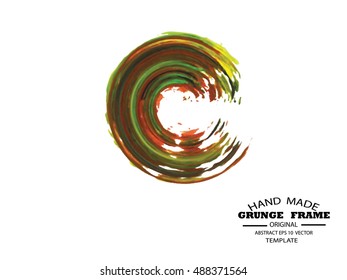 Grunge color round shape with brush vector