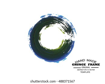 Grunge color round shape with brush vector