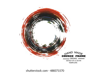 Grunge color round shape with brush vector