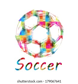 Grunge Color Soccer Ball, easy all editable
