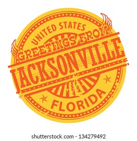 Grunge color stamp with text Greetings from Jacksonville, vector illustration