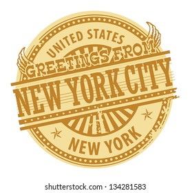 Grunge color stamp with text Greetings from New York City, vector illustration