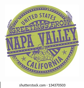 Grunge Color Stamp With Text Greetings From Napa Valley, Vector Illustration