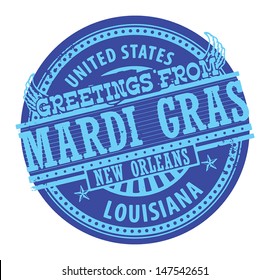 Grunge color stamp with text Greetings from Mardi Gras vector illustration