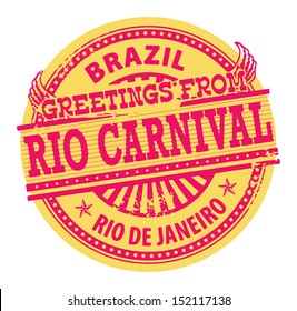 Grunge color stamp with text Greetings from Rio Carnival, Brazil, vector illustration