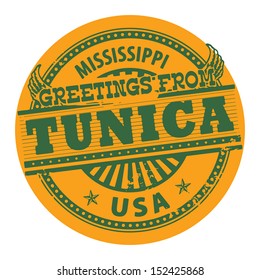 Grunge color stamp with text Greetings from Tunica, Mississippi, vector illustration