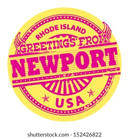 Grunge Color Stamp With Text Greetings From Newport, Rhode Island, Vector Illustration