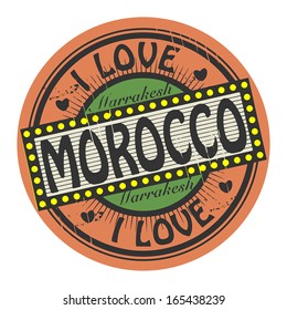 Grunge color stamp with text I Love Morocco inside, vector illustration
