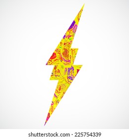 Grunge in color thunder Lighting. Caution, danger, voltage icon or sign. Brush stroke and paint.