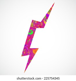 Grunge in color thunder Lighting. Caution, danger, voltage icon or sign. Brush stroke and paint.