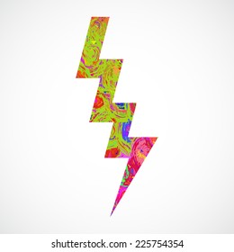 Grunge in color thunder Lighting. Caution, danger, voltage icon or sign. Brush stroke and paint.