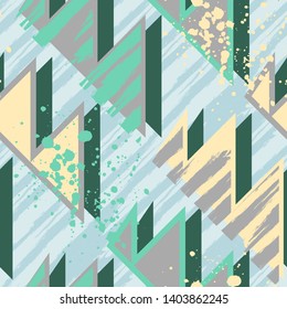 Grunge colored curved triangle seamless pattern